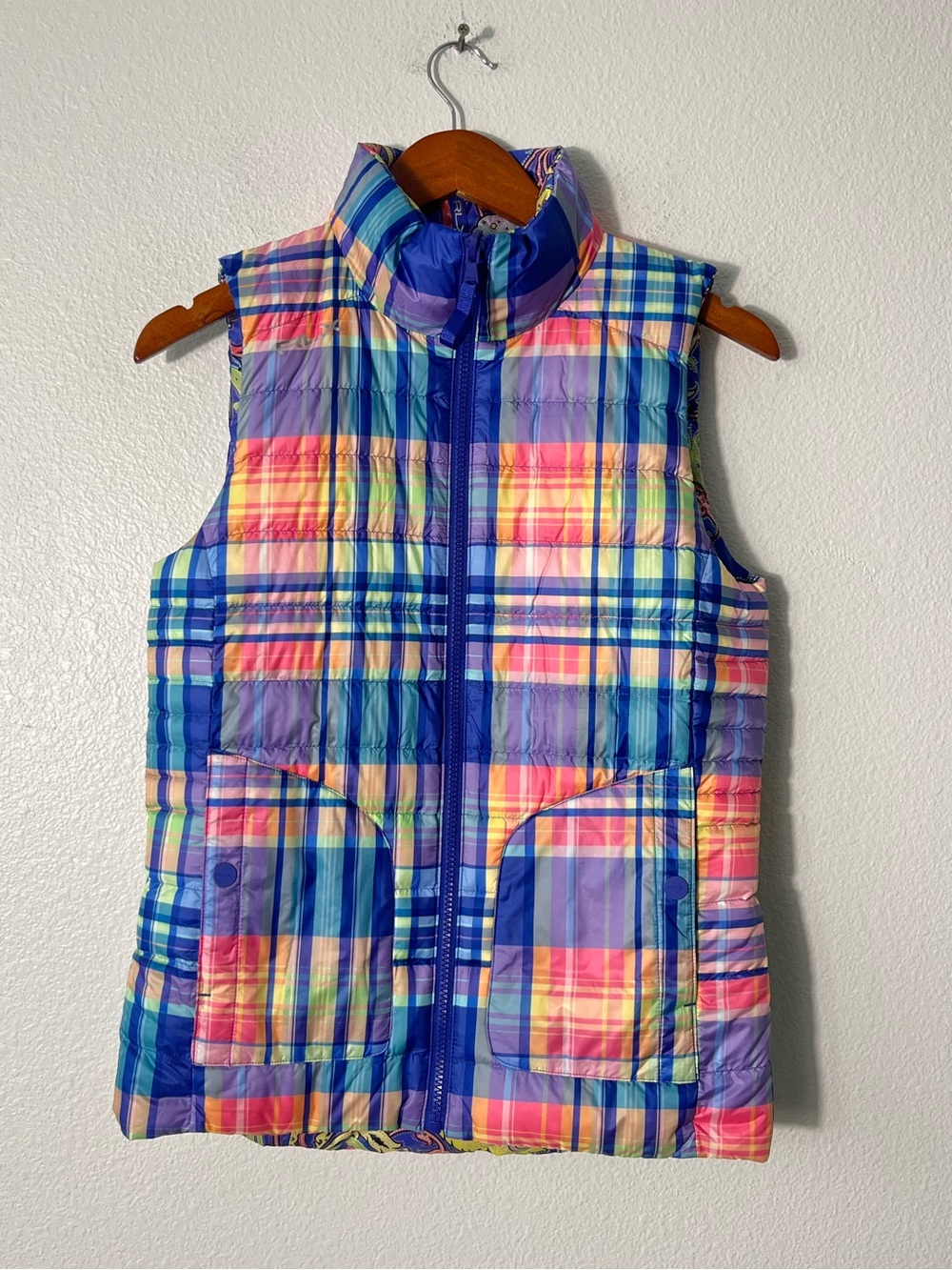 RLX Ralph Lauren Women's XS Reversible Packable Down Golf Puffer Vest Ski NEW